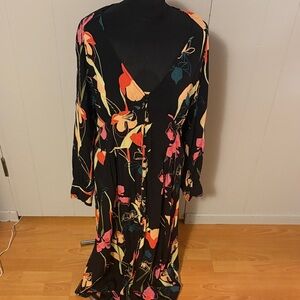 Leith Black Floral Long Sleeve Dress